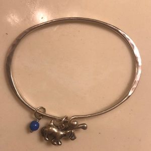 James Avery Silver Bracelet With Dog Charm and Blue Glass Enhancer Bead